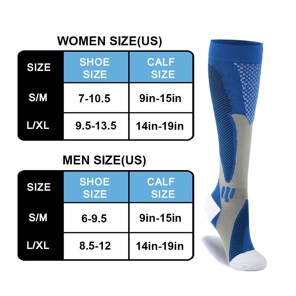 Compression Socks Nylon Medical Nursing Stockings Specializes Outdoor Cycling Fast - Drying Breathable Adult Sports - Aurora