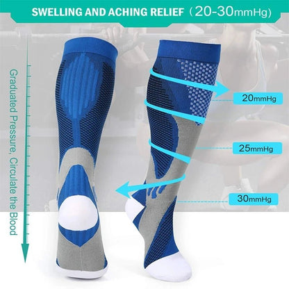 Compression Socks Nylon Medical Nursing Stockings Specializes Outdoor Cycling Fast - Drying Breathable Adult Sports - Aurora
