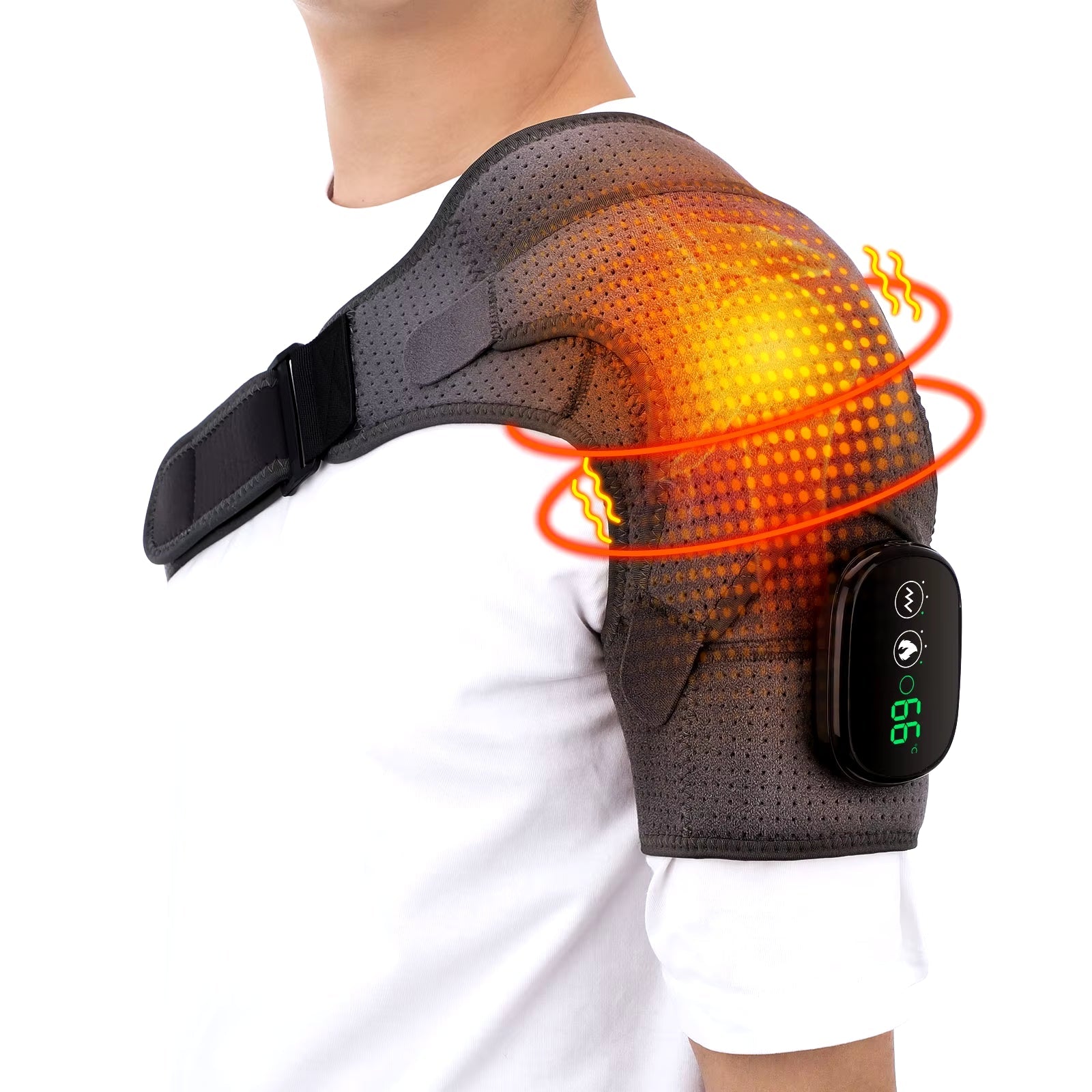 Electric Heating Shoulder Massager Vibration Massage Shoulder Brace Support Belt Rechargeable Warmer Knee Relief 3 Gear Belt Pad - Aurora