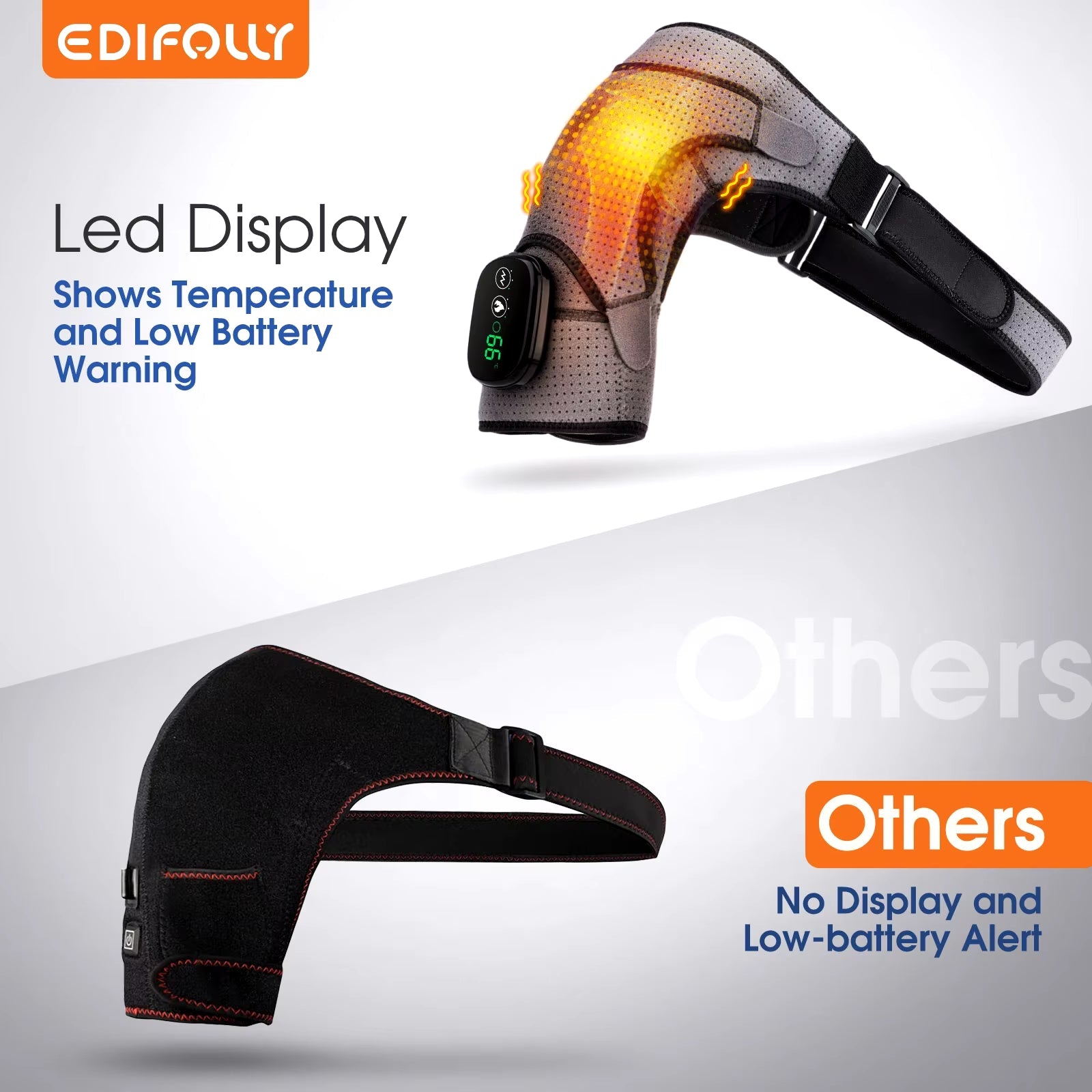 Electric Heating Shoulder Massager Vibration Massage Shoulder Brace Support Belt Rechargeable Warmer Knee Relief 3 Gear Belt Pad - Aurora