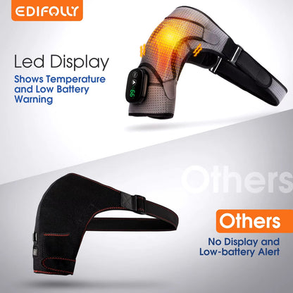 Electric Heating Shoulder Massager Vibration Massage Shoulder Brace Support Belt Rechargeable Warmer Knee Relief 3 Gear Belt Pad - Aurora