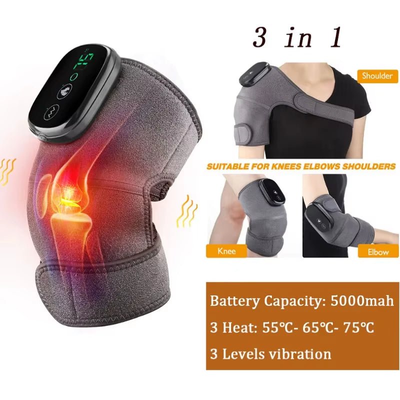 Electric Heating Shoulder Massager Vibration Massage Shoulder Brace Support Belt Rechargeable Warmer Knee Relief 3 Gear Belt Pad - Aurora