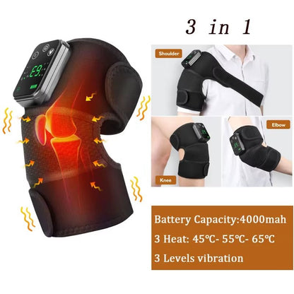 Electric Heating Shoulder Massager Vibration Massage Shoulder Brace Support Belt Rechargeable Warmer Knee Relief 3 Gear Belt Pad - Aurora