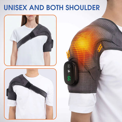 Electric Heating Shoulder Massager Vibration Massage Shoulder Brace Support Belt Rechargeable Warmer Knee Relief 3 Gear Belt Pad - Aurora