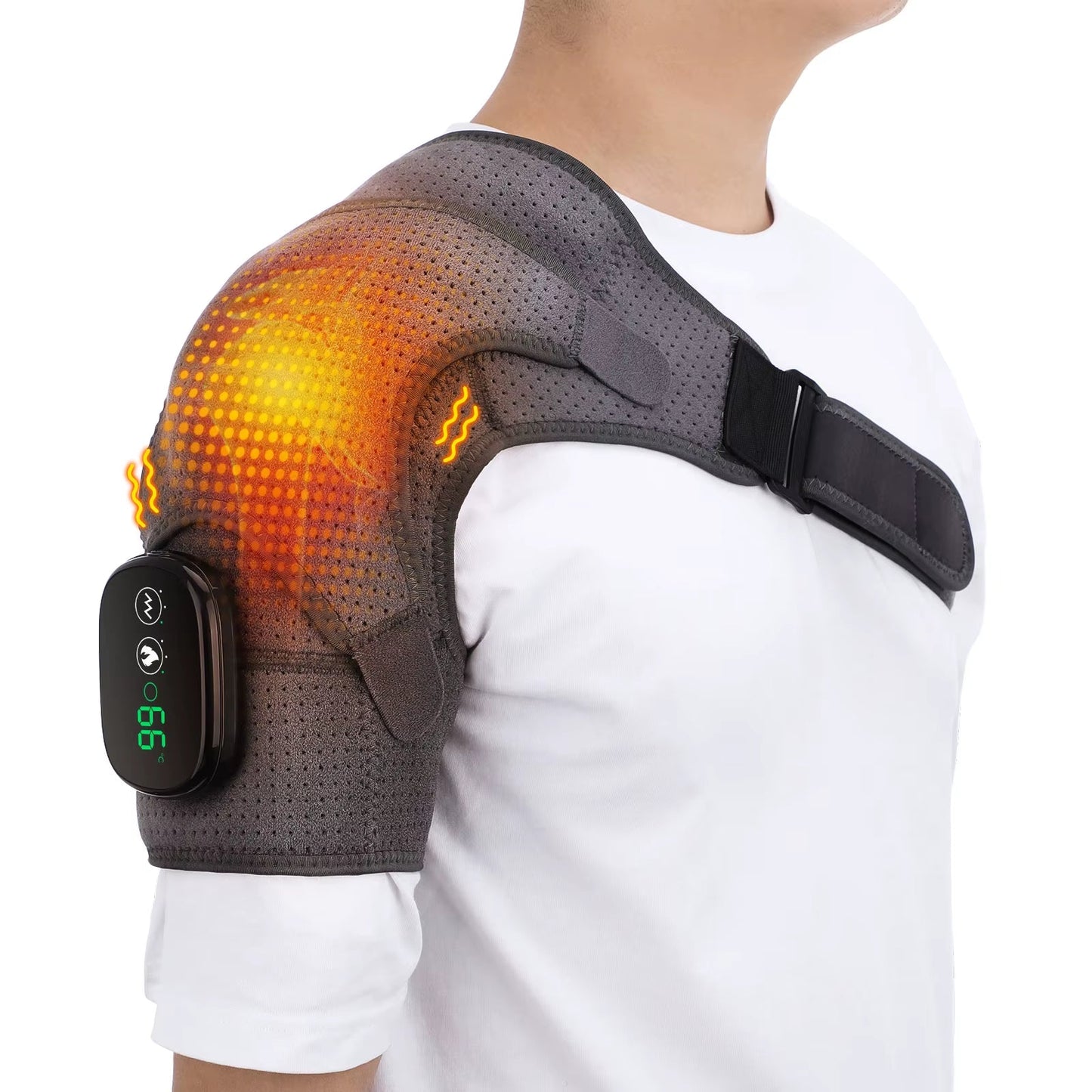 Electric Heating Shoulder Massager Vibration Massage Shoulder Brace Support Belt Rechargeable Warmer Knee Relief 3 Gear Belt Pad - Aurora