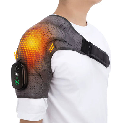 Electric Heating Shoulder Massager Vibration Massage Shoulder Brace Support Belt Rechargeable Warmer Knee Relief 3 Gear Belt Pad - Aurora