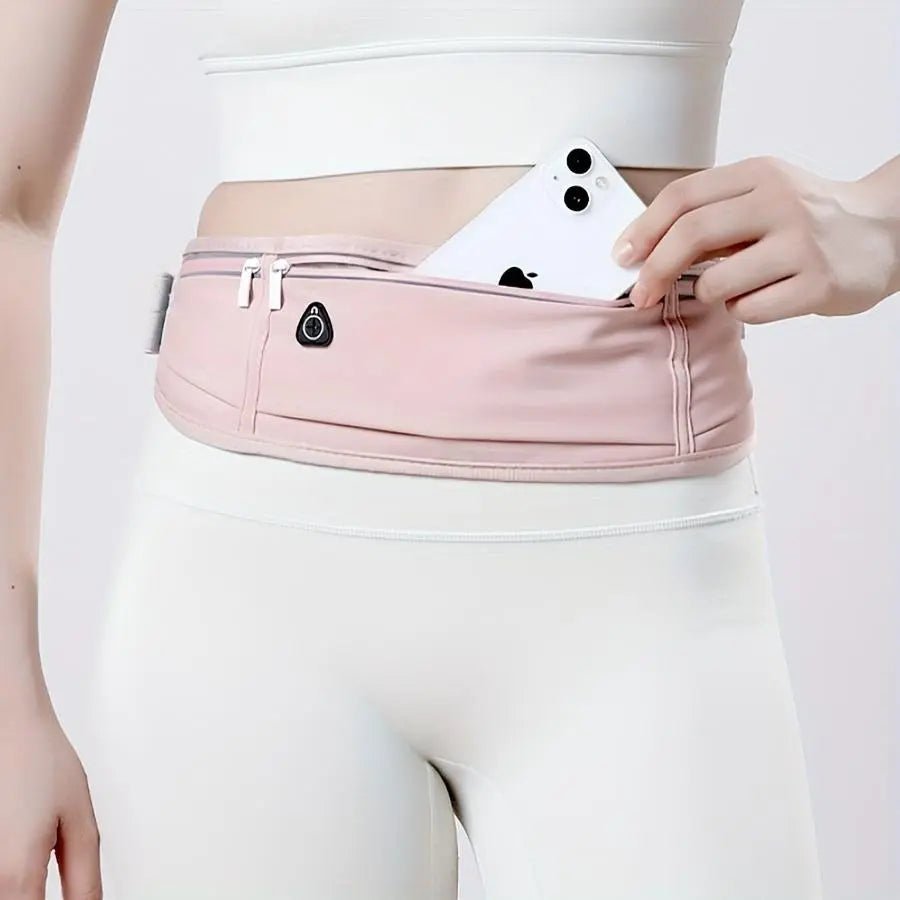 Running Waist Belt with Phone Bag – 3 - Pocket Fitness Belt for Gym, Hiking & Running - Aurora