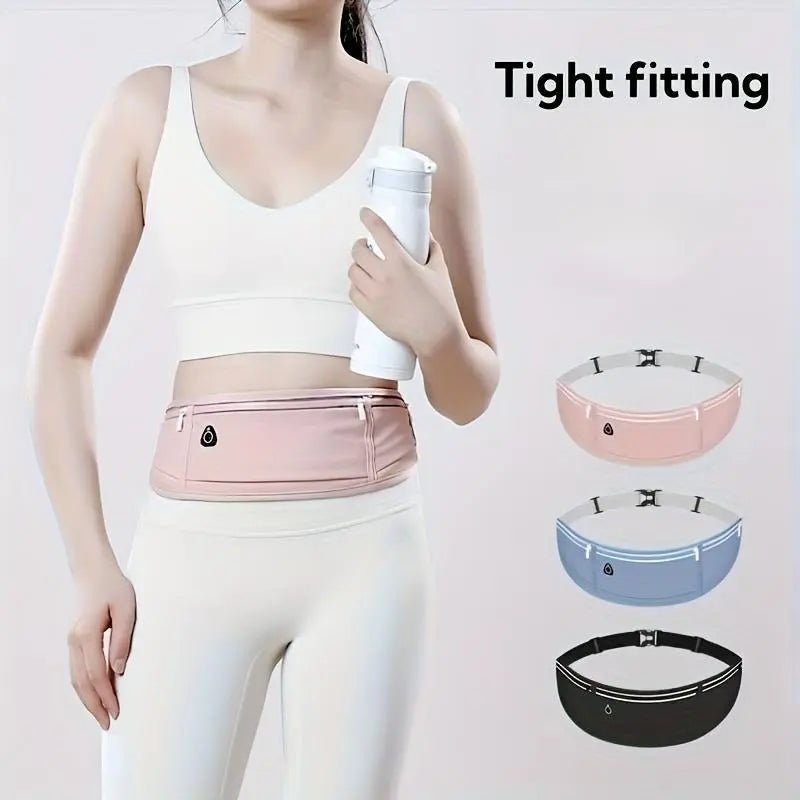 Running Waist Belt with Phone Bag – 3 - Pocket Fitness Belt for Gym, Hiking & Running - Aurora