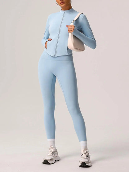 Women's Zip - Up Jacket & Leggings Set – Matching Activewear for Yoga, Gym & Running - Aurora